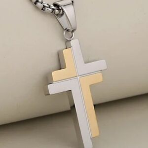 Two-Tone Cross Pendant Necklace